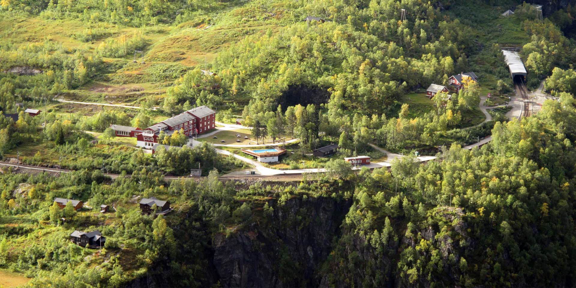 Vatnahalsen and the surroundings seen from above in summer